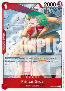 Prince Grus OP11-013 Rare A Fist of Divine Speed One Piece Foil Near Mint