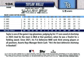 Taylor Walls - 2026 Topps Chrome - #104 back