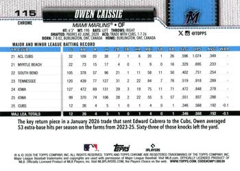Owen Caissie - 2026 Topps Chrome - #115 back