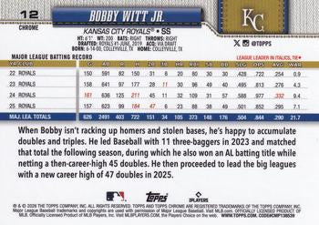 Bobby Witt Jr. - 2026 Topps Chrome - #12 back