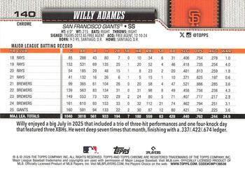 Willy Adames - 2026 Topps Chrome - #140 back