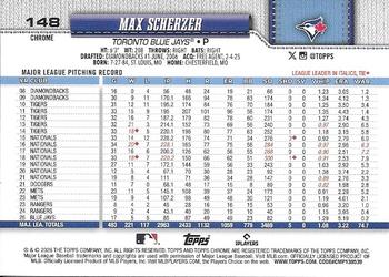 Max Scherzer - 2026 Topps Chrome - #148 back