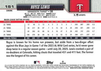 Royce Lewis - 2026 Topps Chrome - #151 back