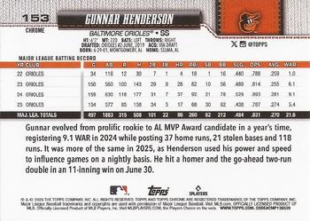 Gunnar Henderson - 2026 Topps Chrome - #153 back
