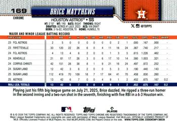 Brice Matthews - 2026 Topps Chrome - #169 back