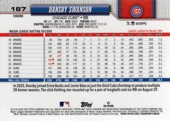 Dansby Swanson - 2026 Topps Chrome - #187 back