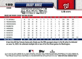 Brady House - 2026 Topps Chrome - #189 back