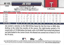 Joe Ryan - 2026 Topps Chrome - #210 back