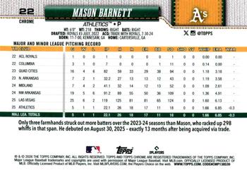 Mason Barnett - 2026 Topps Chrome - #22 back