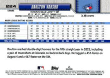 Daulton Varsho - 2026 Topps Chrome - #224 back