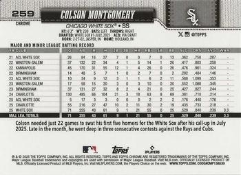 Colson Montgomery - 2026 Topps Chrome - #259 back