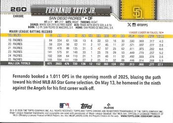Fernando Tatis Jr. - 2026 Topps Chrome - #260 back