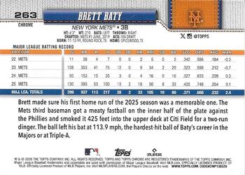 Brett Baty - 2026 Topps Chrome - #263 back