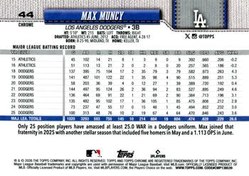 Max Muncy - 2026 Topps Chrome - #44 back