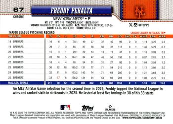 Freddy Peralta - 2026 Topps Chrome - #67 back