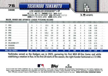 Yoshinobu Yamamoto - 2026 Topps Chrome - #75 back