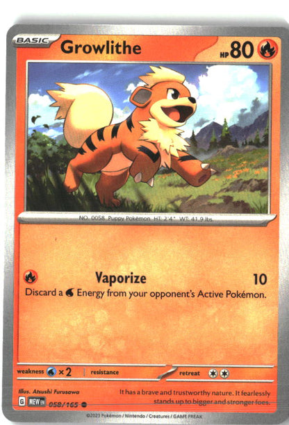 Growlithe 058/165 Common 151 Pokemon Near Mint