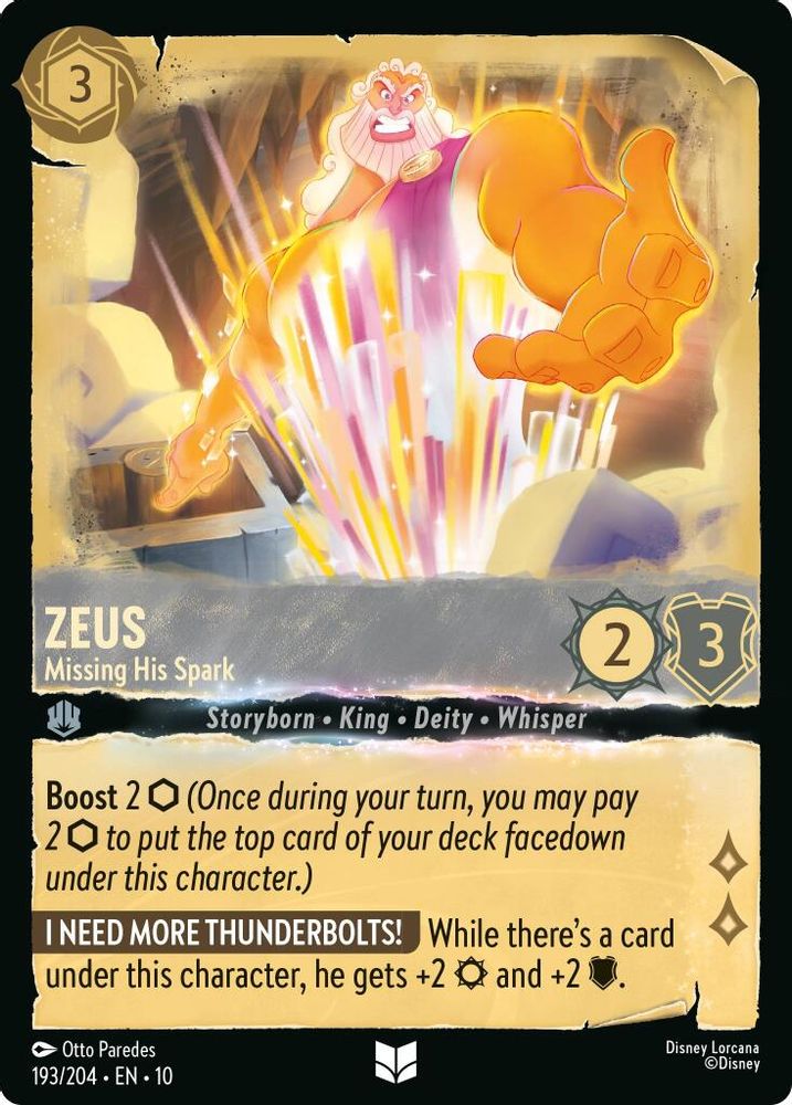 Zeus - Missing His Spark 193/204 Uncommon Whispers in the Well Lorcana Near Mint
