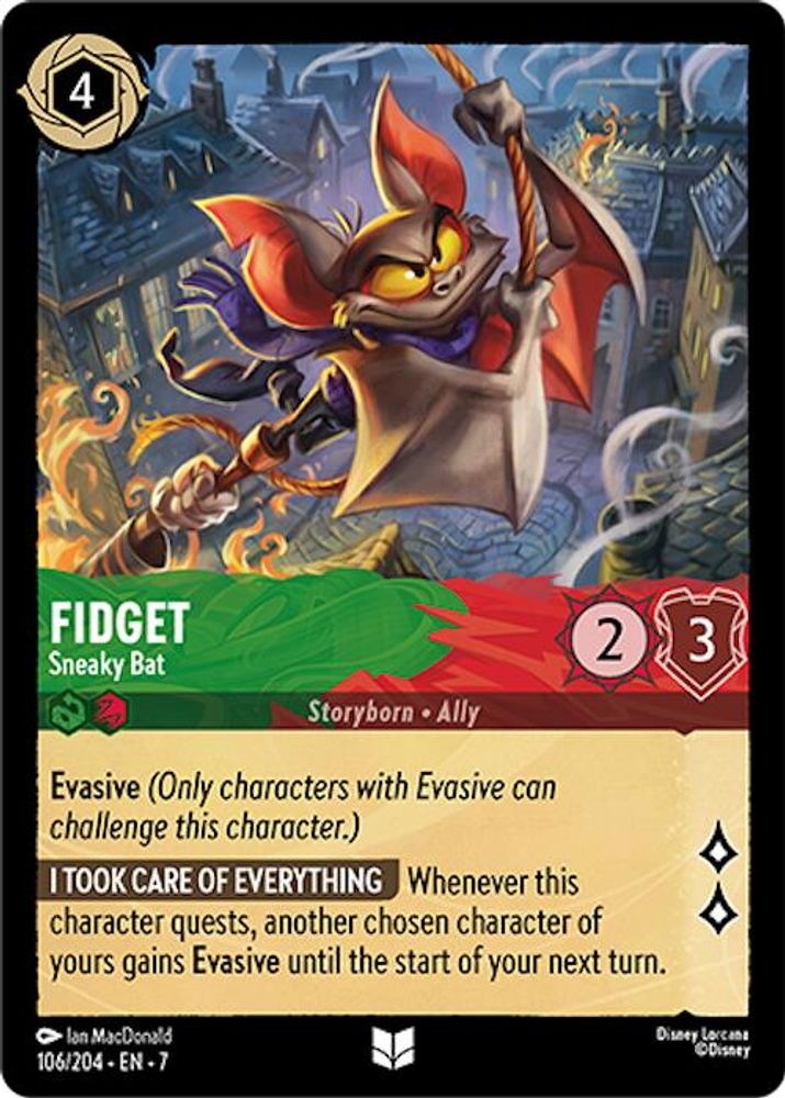 Fidget - Sneaky Bat 106/204 Uncommon Archazia's Island Lorcana Near Mint