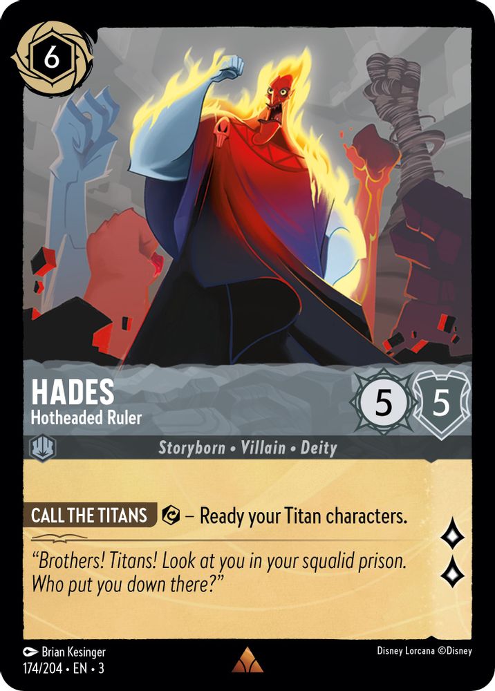 Hades - Hotheaded Ruler 174/204 Rare Into the Inklands Lorcana Near Mint
