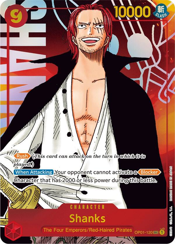 Shanks (Parallel) OP01-120 Secret Rare Romance Dawn One Piece Foil Near Mint