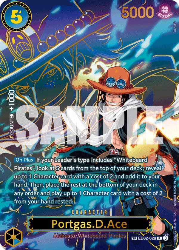 Portgas.D.Ace (SP) EB02-028 Rare Carrying On His Will One Piece Foil Near Mint