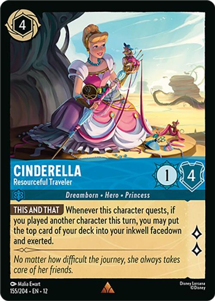 Cinderella - Resourceful Traveler 155/204 Rare Wilds Unknown Lorcana Near Mint