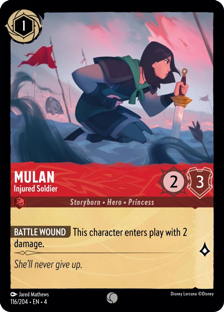 Mulan - Injured Soldier 116/204 Common Ursula's Return Lorcana Near Mint