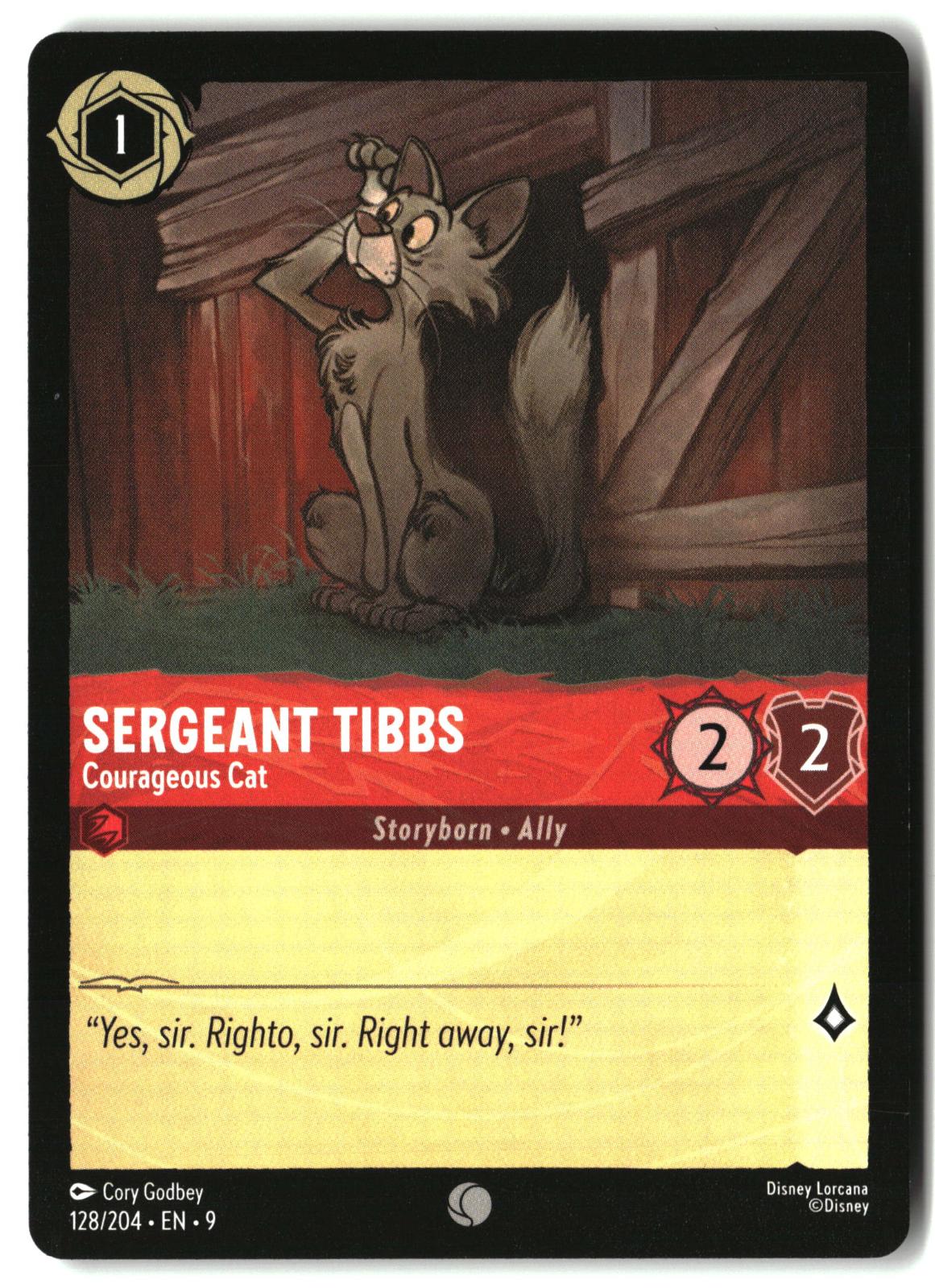 Sergeant Tibbs - Courageous Cat 128/204 Common Fabled Lorcana Moderately Played