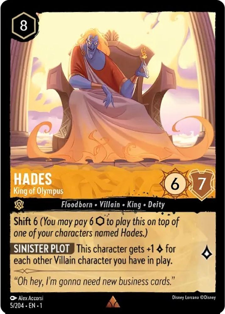 Hades - King of Olympus 5/204 Rare The First Chapter Lorcana Near Mint