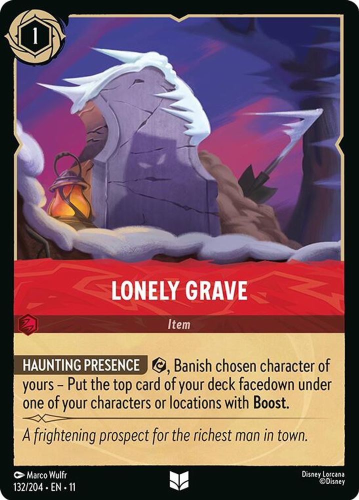 Lonely Grave 132/204 Uncommon Winterspell Lorcana Near Mint