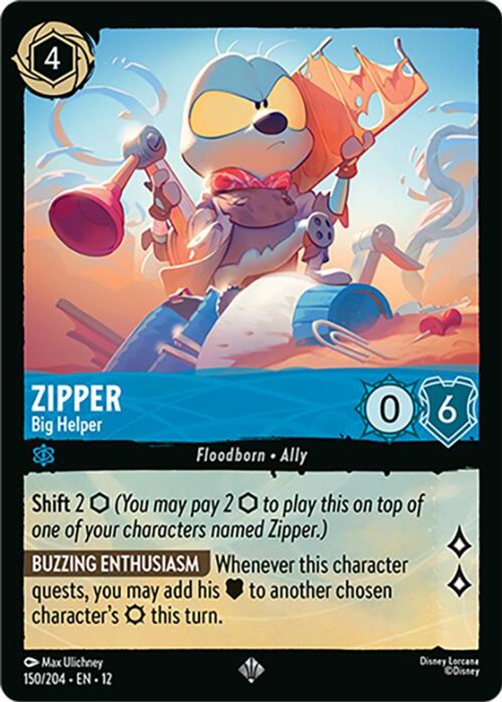 Zipper - Big Helper 150/204 Super Rare Wilds Unknown Lorcana Near Mint