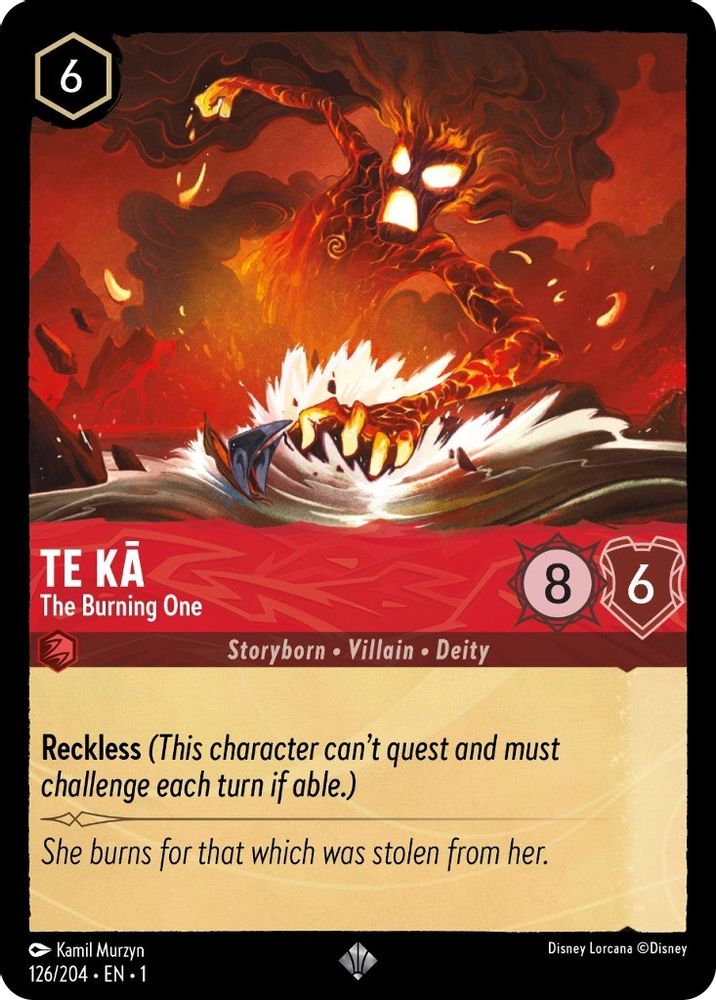 Te Ka - The Burning One 126/204 Super Rare The First Chapter Lorcana Near Mint