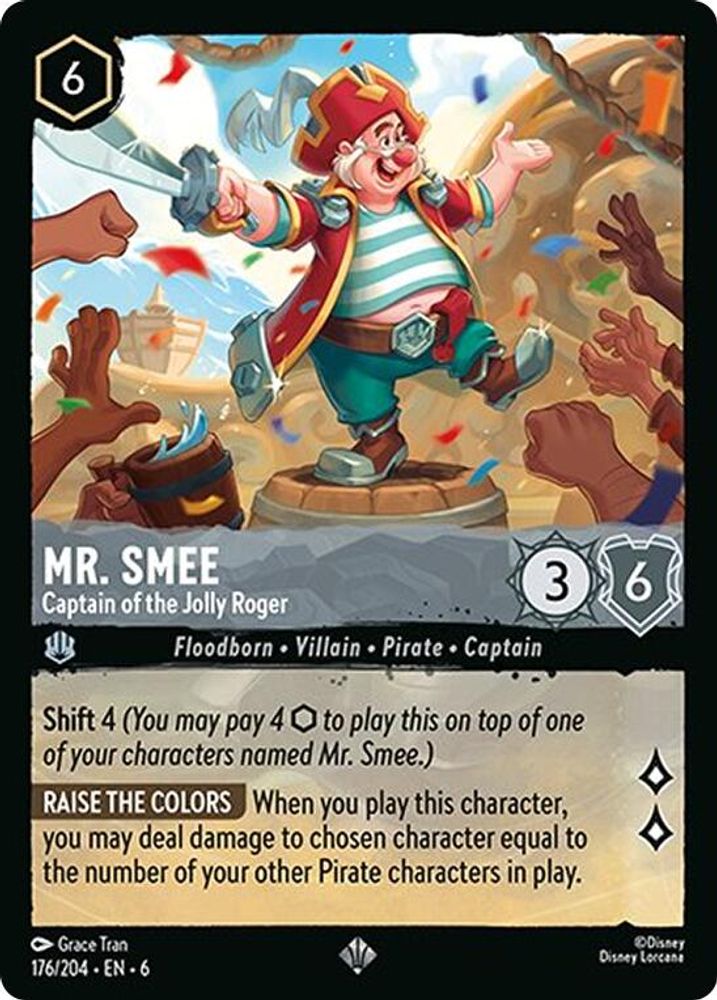 Mr. Smee - Captain of the Jolly Roger 176/204 Super Rare Azurite Sea Lorcana NM