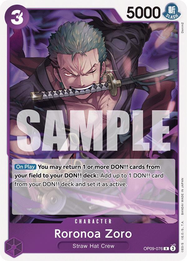 Roronoa Zoro (076) OP09-076 Rare Emperors in the New World One Piece Foil NM