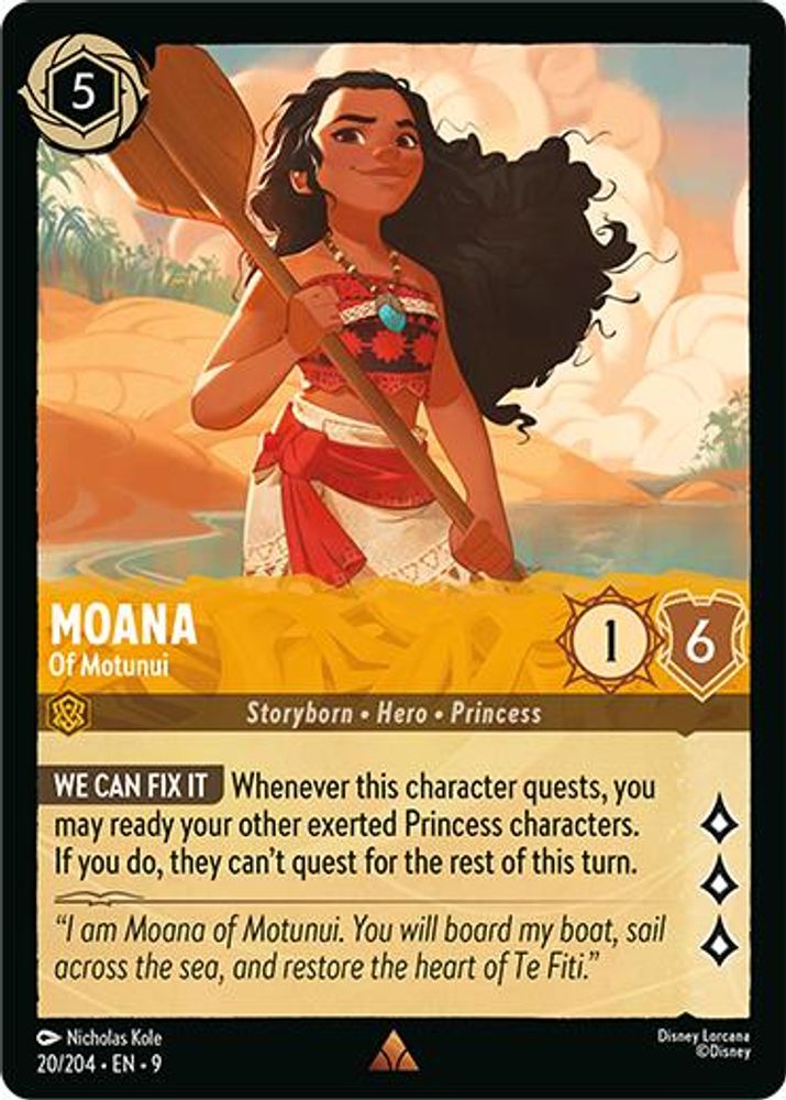 Moana - Of Motunui 20/204 Rare Fabled Lorcana Near Mint
