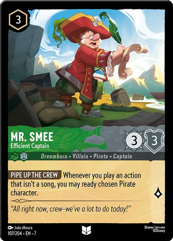 Mr. Smee - Efficient Captain 107/204 Uncommon Archazia's Island Lorcana NM