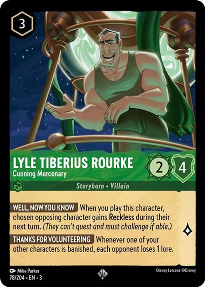 Lyle Tiberius Rourke - Cunning Mercenary 78/204 Into the Inklands Lorcana NM