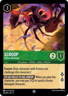 Scroop - Odious Mutineer 82/204 Super Rare Shimmering Skies Lorcana Near Mint