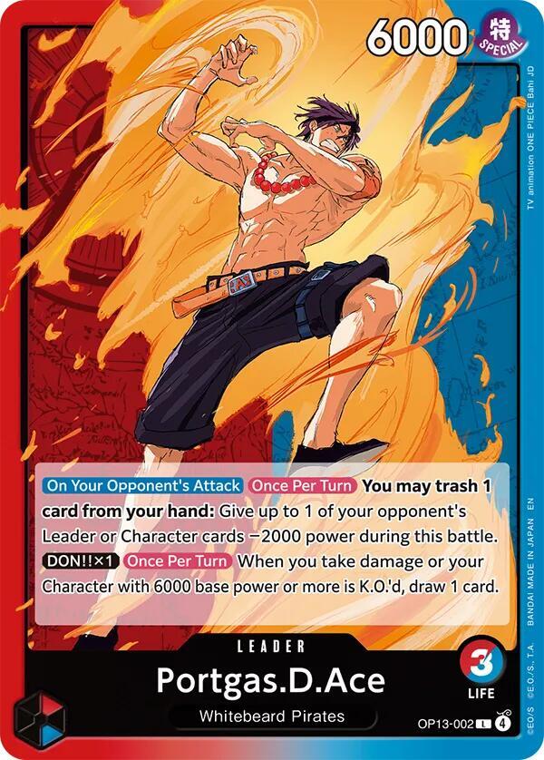 Portgas.D.Ace (002) OP13-002 Leader Carrying On His Will One Piece Near Mint