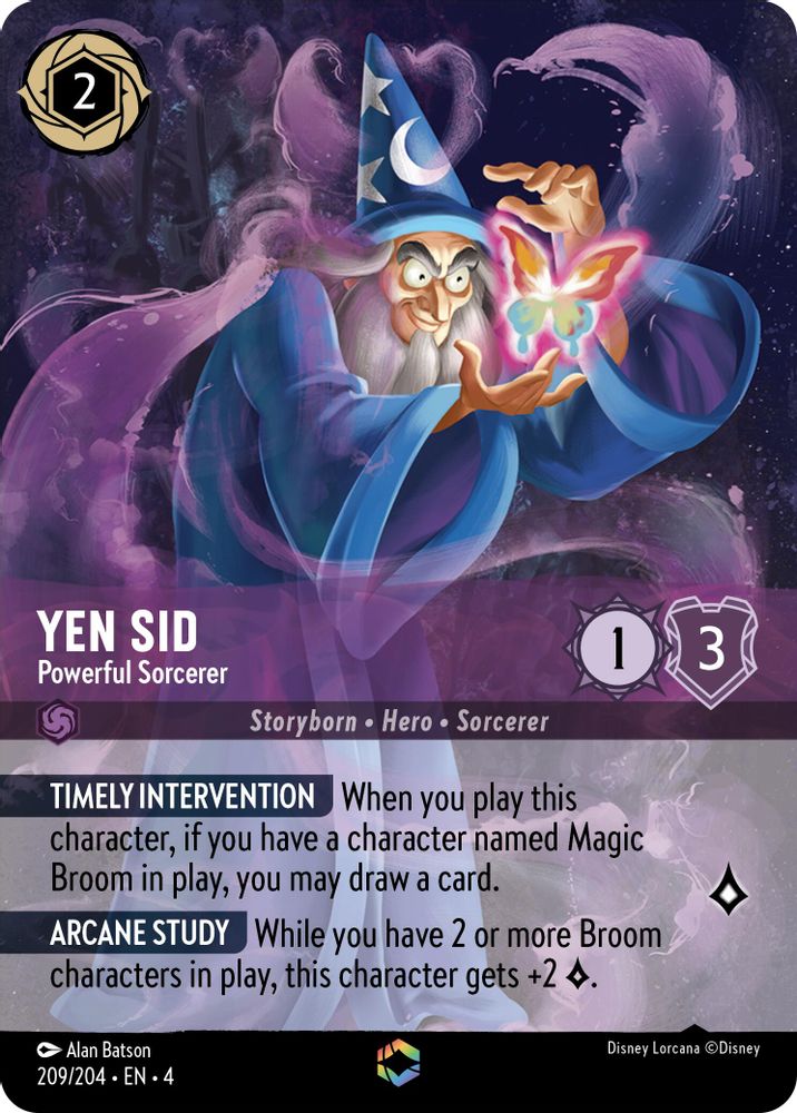 Yen Sid - Powerful Sorcerer (Enchanted) 209/204 Ursula's Return Lorcana Holo NM