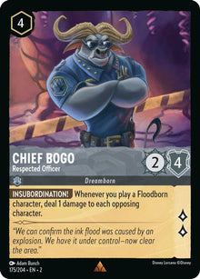 Chief Bogo - Respected Officer 175/204 Rare Rise of the Floodborn Lorcana NM