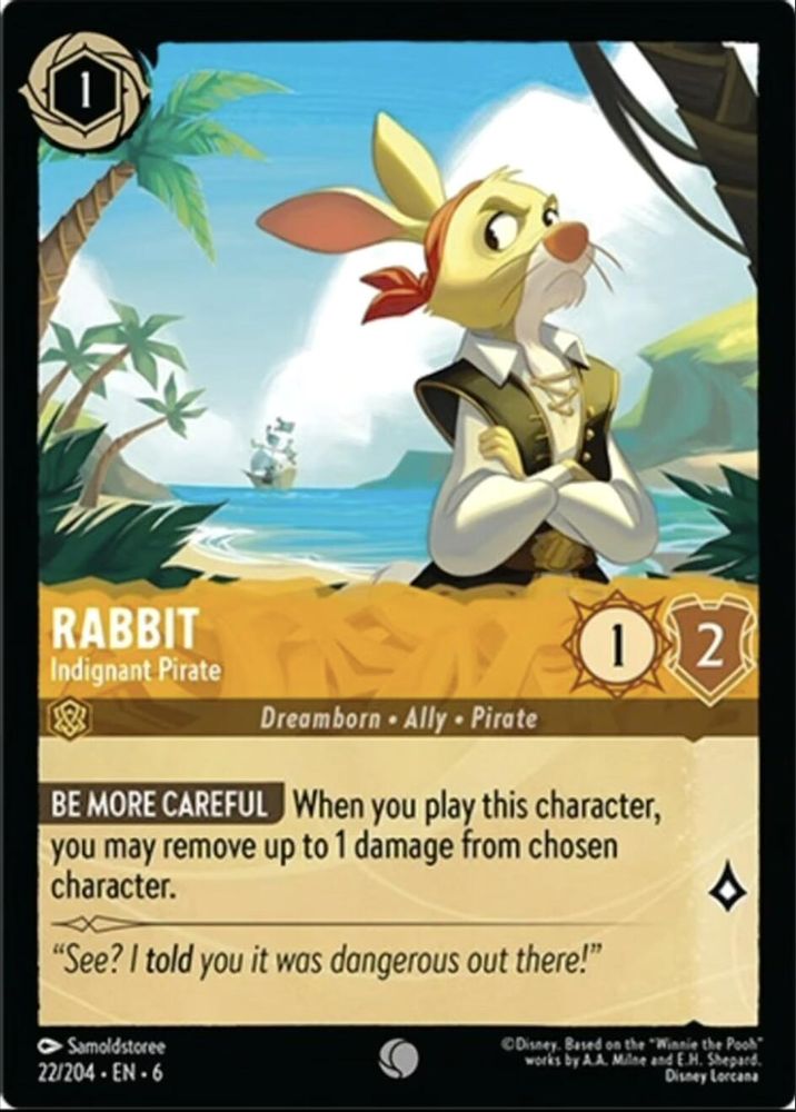 Rabbit - Indignant Pirate 22/204 Common Azurite Sea Lorcana Near Mint