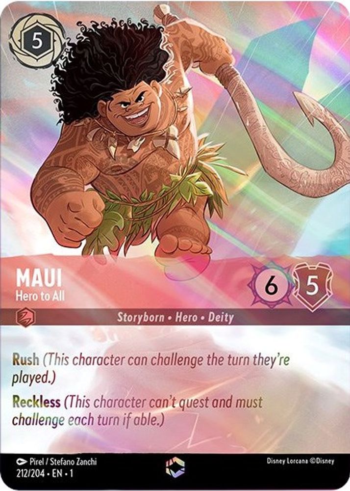 Maui - Hero to All (Enchanted) 212/204 The First Chapter Lorcana Holo NM