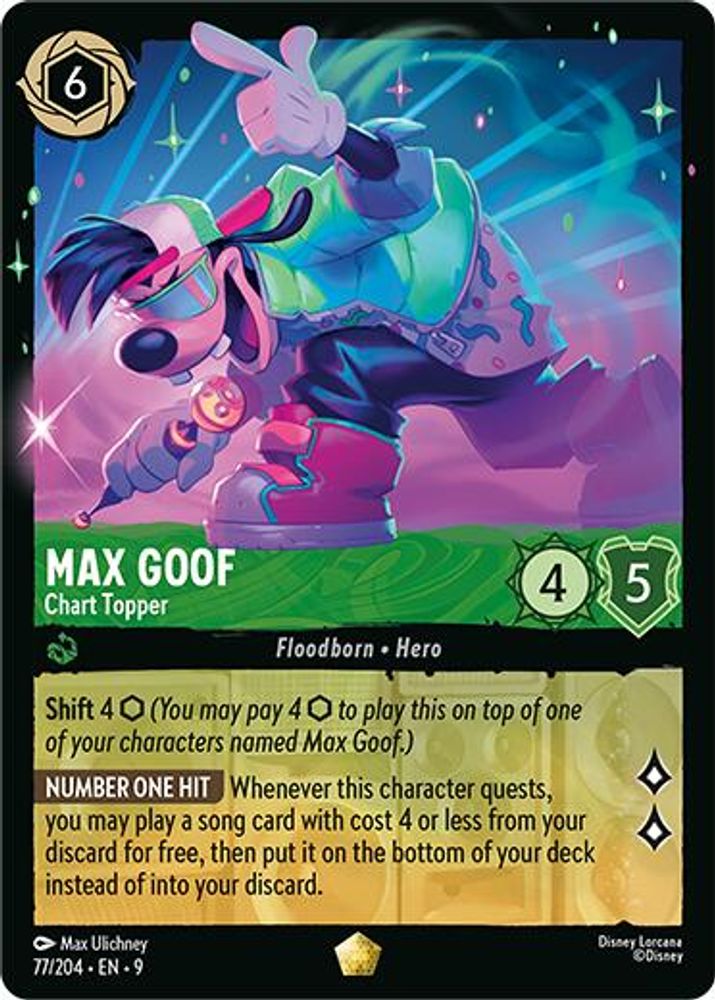 Max Goof - Chart Topper 77/204 Legendary Fabled Lorcana Near Mint