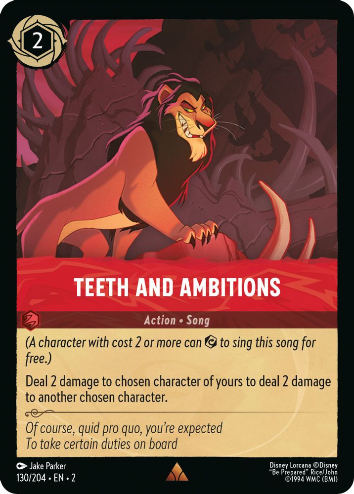 Teeth and Ambitions 130/204 Rare Rise of the Floodborn Lorcana Near Mint