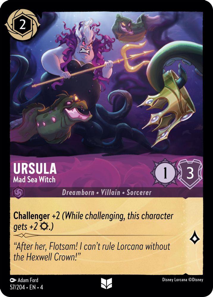 Ursula - Mad Sea Witch 57/204 Uncommon Ursula's Return Lorcana Near Mint