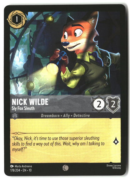 Nick Wilde - Sly Fox Sleuth 178/204 Common Whispers in the Well Lorcana LP