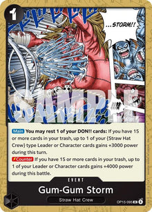 Gum-Gum Storm OP15-095 Uncommon Adventure on Kami's Island One Piece Near Mint