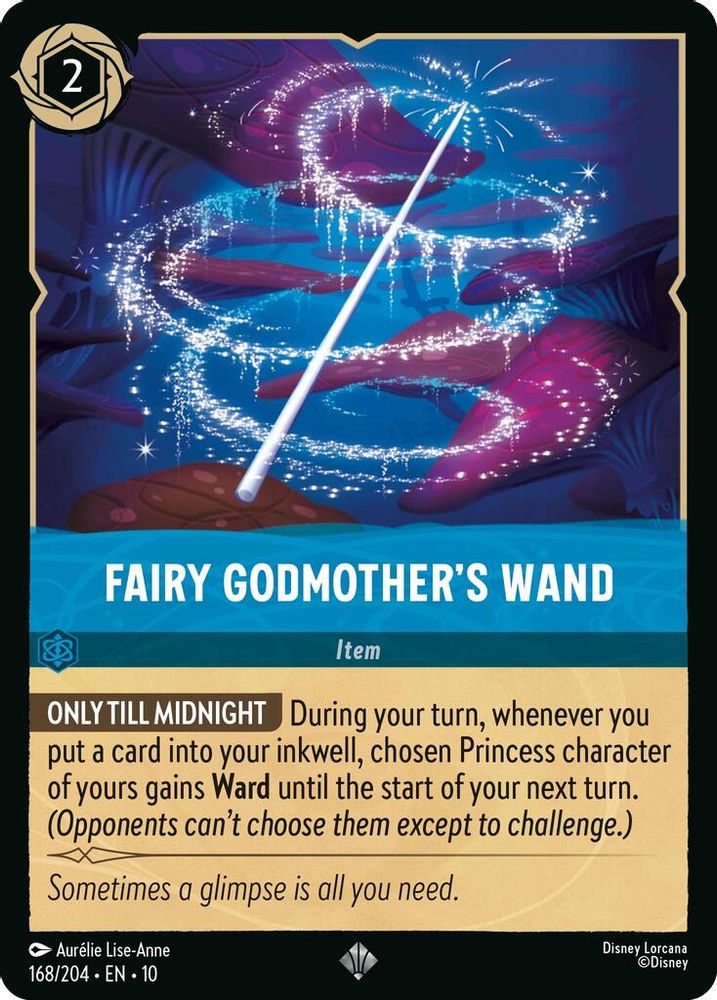 Fairy Godmother's Wand 168/204 Super Rare Whispers in the Well Lorcana Near Mint